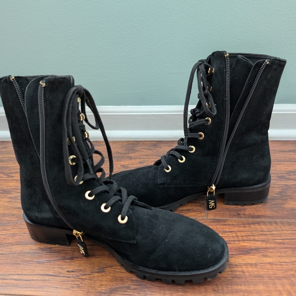 Stuart Weitzman Black Lace-Up Women's Boots - Picture 3 of 10